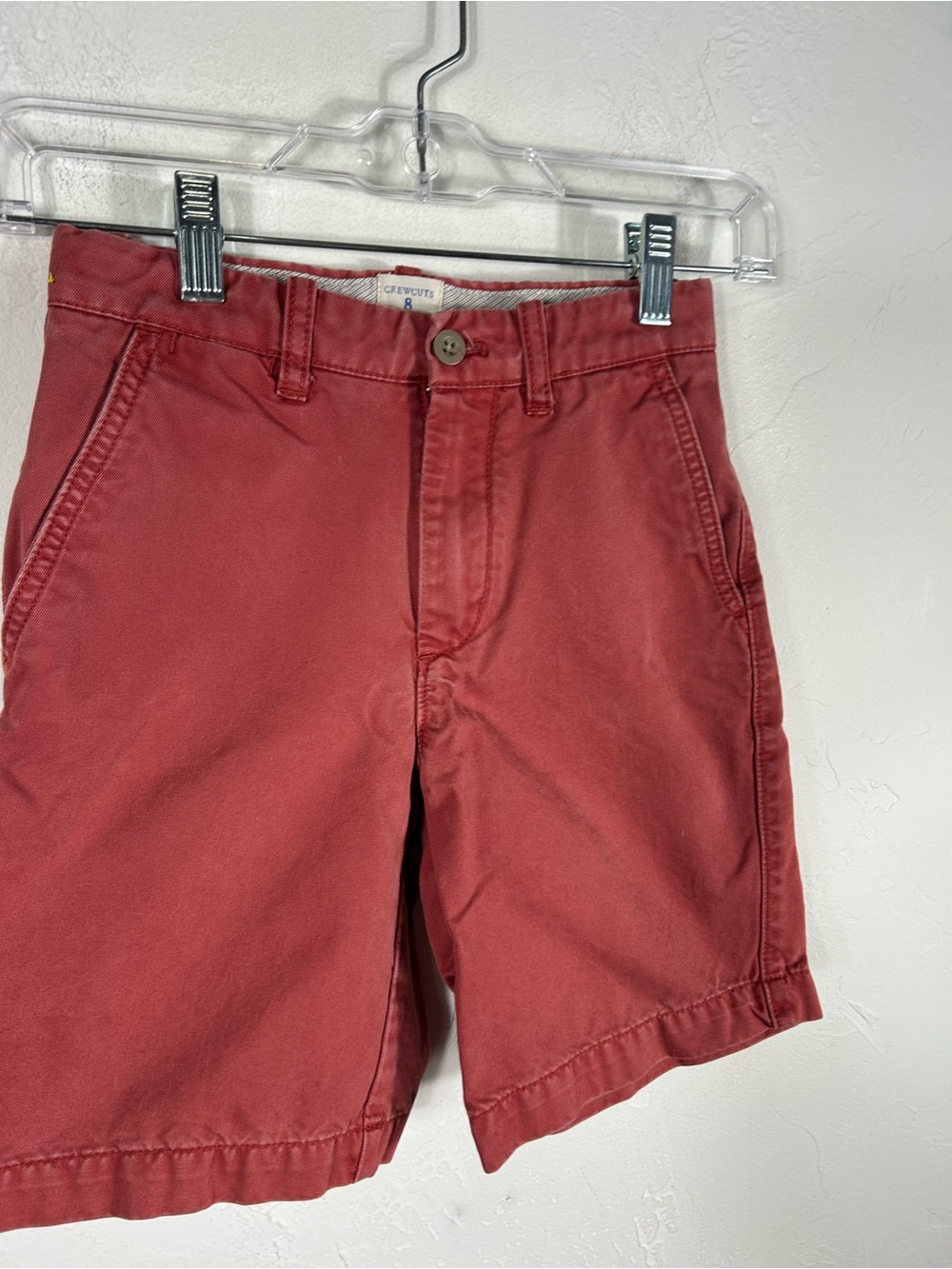 Crewcuts J.Crew Boys Flat Front Chino Shorts Red Size 8 Adjustable Waist - Picture 2 of 4